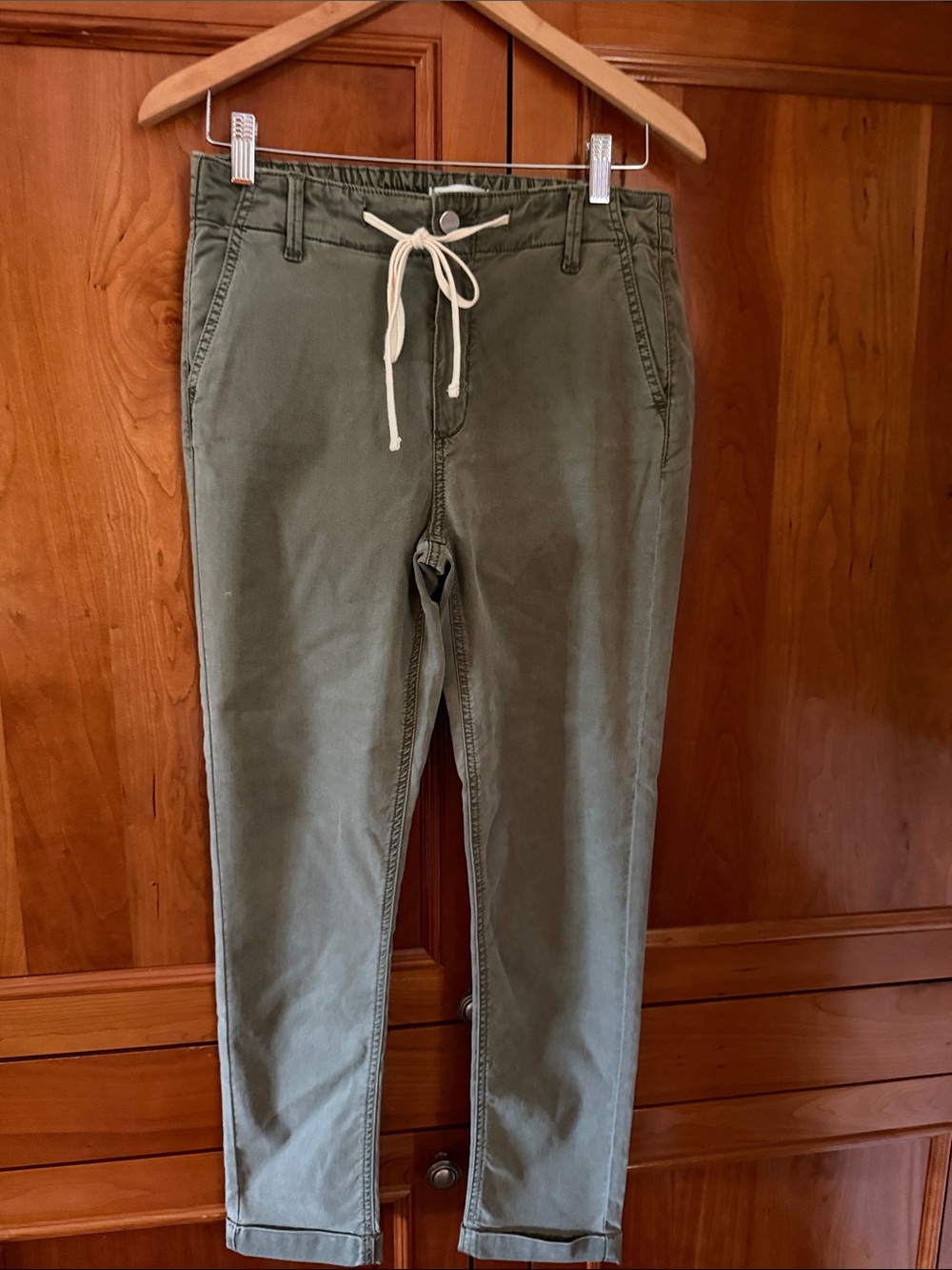 PAIGE Olive Green Drawstring Chinos